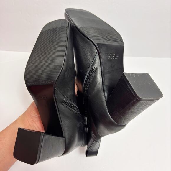 DAVOS GOMMA BLACK LEATHER HEEL WOMEN BOOTS SIZE 37 MADE IN ITALY - Picture 3 of 8